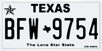 TX license plate BFW9754