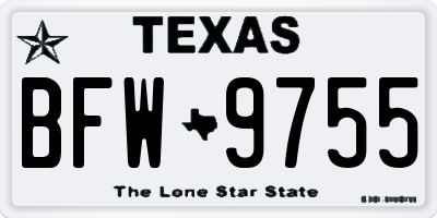 TX license plate BFW9755
