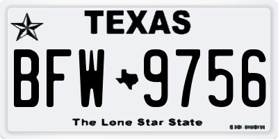 TX license plate BFW9756