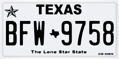 TX license plate BFW9758