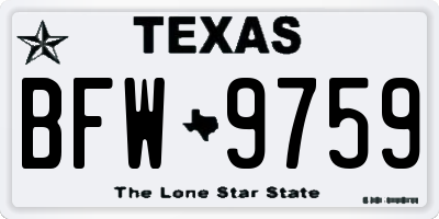 TX license plate BFW9759