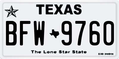 TX license plate BFW9760
