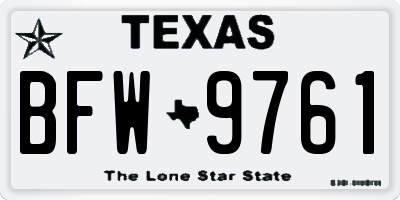 TX license plate BFW9761
