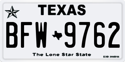 TX license plate BFW9762