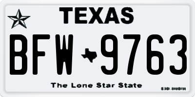 TX license plate BFW9763
