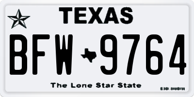 TX license plate BFW9764