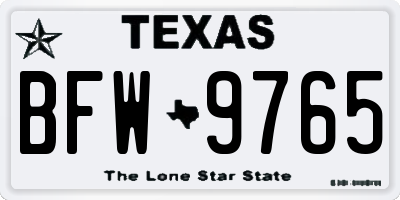 TX license plate BFW9765