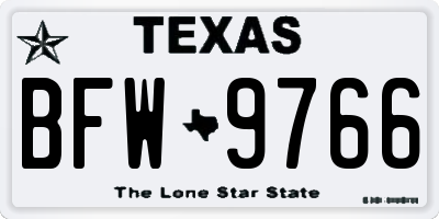 TX license plate BFW9766