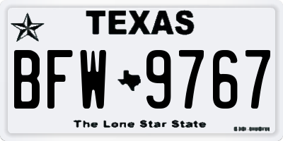 TX license plate BFW9767