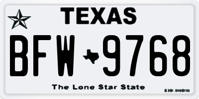 TX license plate BFW9768