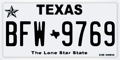 TX license plate BFW9769