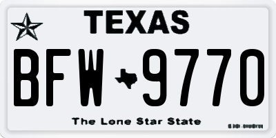 TX license plate BFW9770