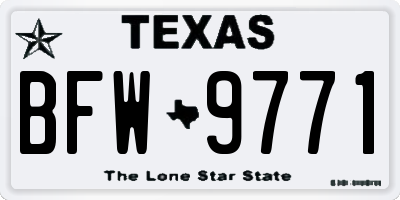 TX license plate BFW9771