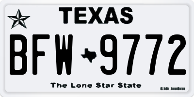 TX license plate BFW9772