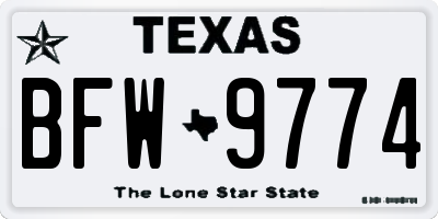 TX license plate BFW9774