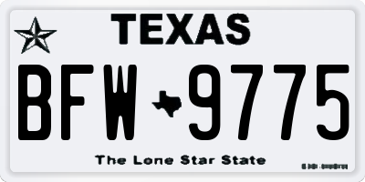 TX license plate BFW9775