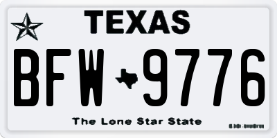 TX license plate BFW9776