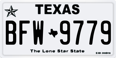 TX license plate BFW9779
