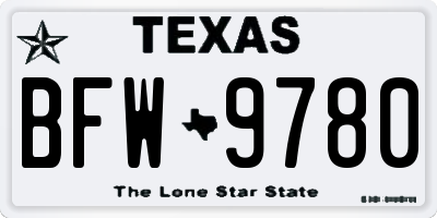 TX license plate BFW9780