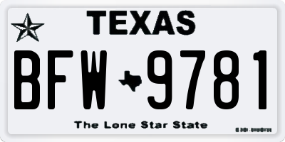 TX license plate BFW9781