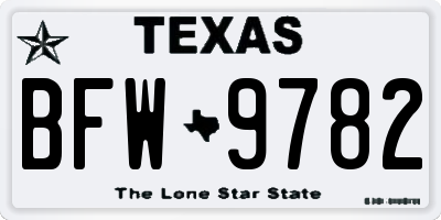 TX license plate BFW9782