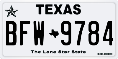 TX license plate BFW9784