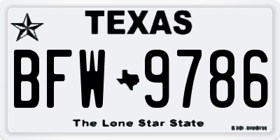 TX license plate BFW9786