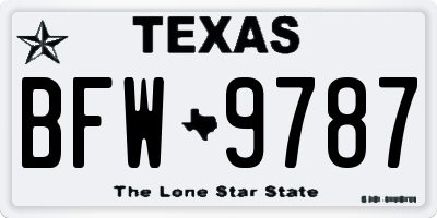 TX license plate BFW9787