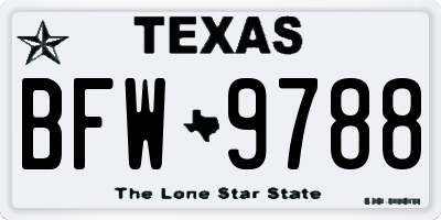 TX license plate BFW9788