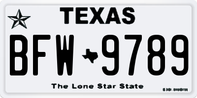 TX license plate BFW9789