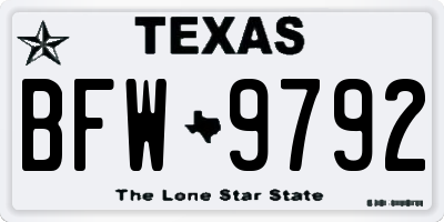 TX license plate BFW9792