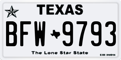 TX license plate BFW9793