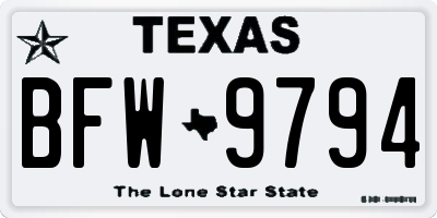 TX license plate BFW9794