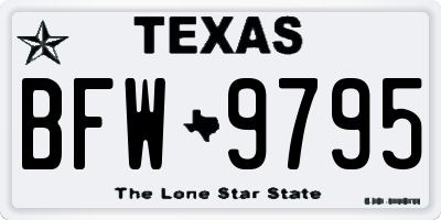 TX license plate BFW9795