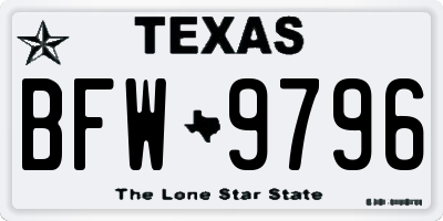 TX license plate BFW9796