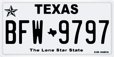 TX license plate BFW9797