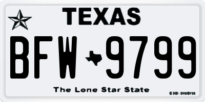 TX license plate BFW9799
