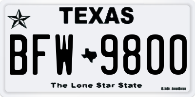 TX license plate BFW9800