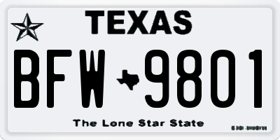 TX license plate BFW9801