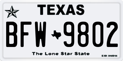TX license plate BFW9802