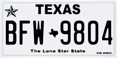 TX license plate BFW9804