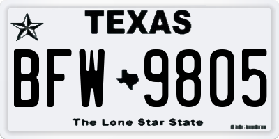 TX license plate BFW9805