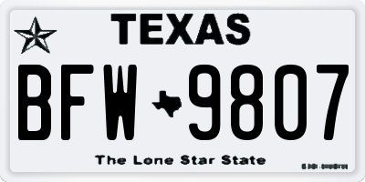 TX license plate BFW9807