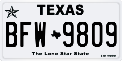 TX license plate BFW9809