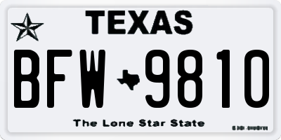 TX license plate BFW9810