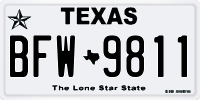 TX license plate BFW9811