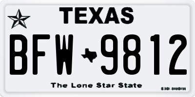 TX license plate BFW9812