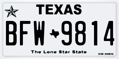 TX license plate BFW9814