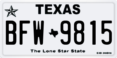 TX license plate BFW9815