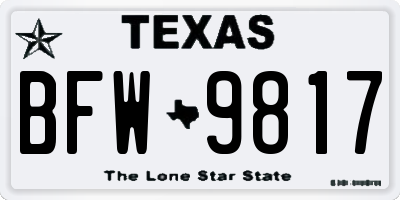 TX license plate BFW9817